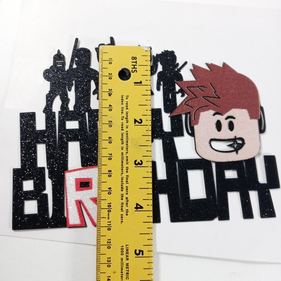 Birthday Cake topper for Sandbox Video Game. Sandbox Glitter Birthday cake toppe - Picture 2 of 3